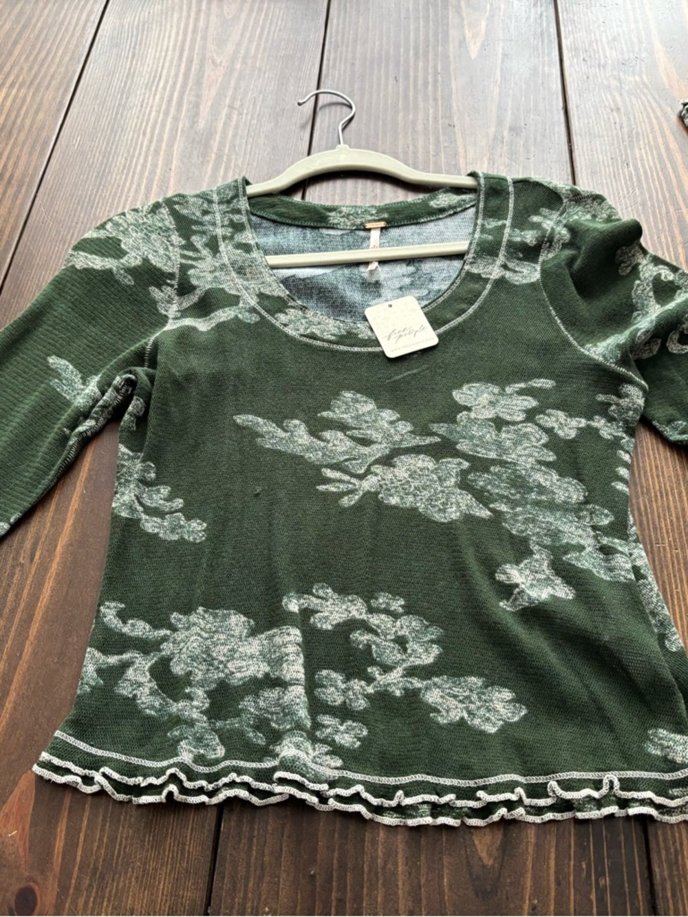 Free People Green Knit Sweater Top-NWT